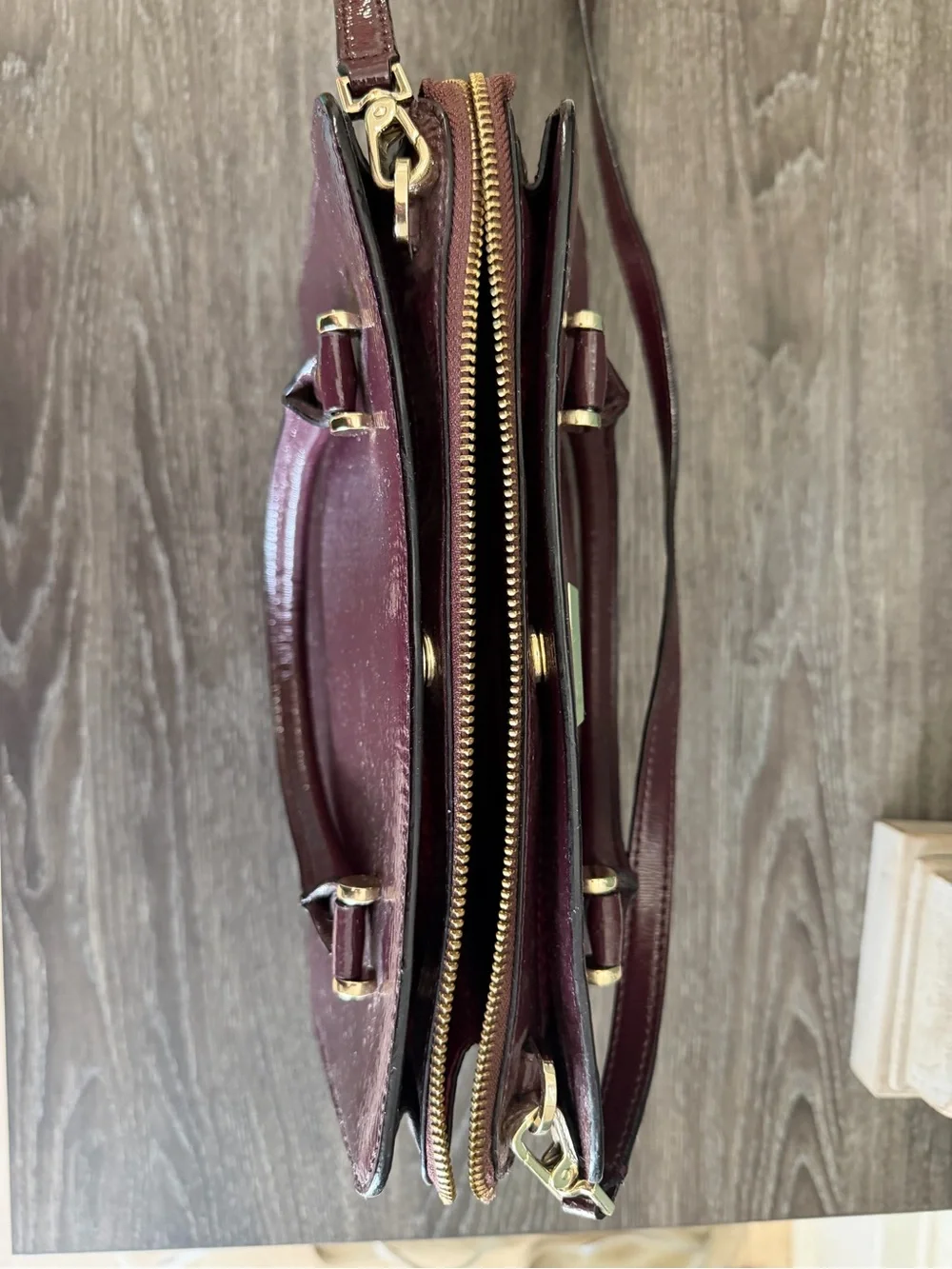 Kate Spade patent leather satchel in Mahogany